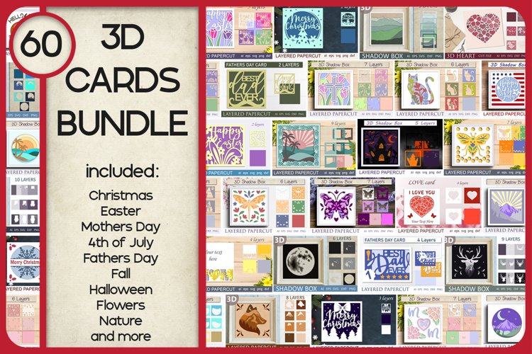 3D Layered card bundle, Shadow box mega bundle svg