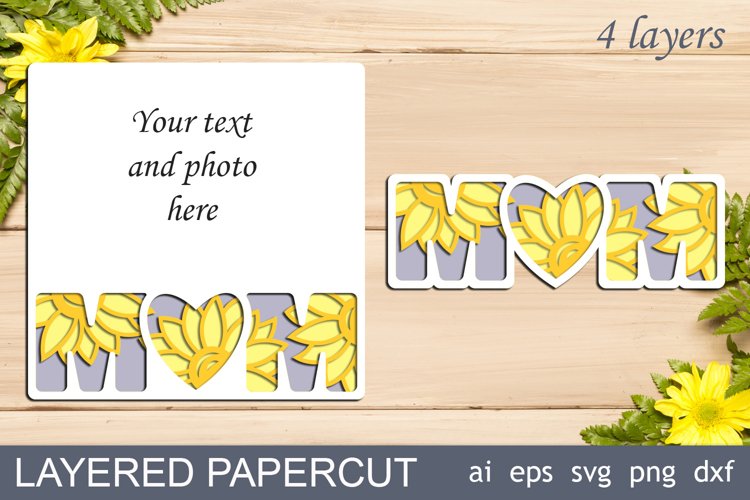 3d layered mom svg, Mothers day papercut, 3d card cricut example image 1