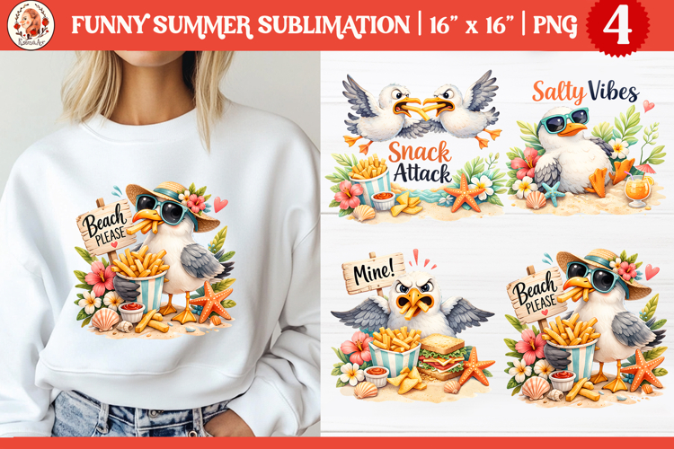 Funny Summer Seagull Sublimation